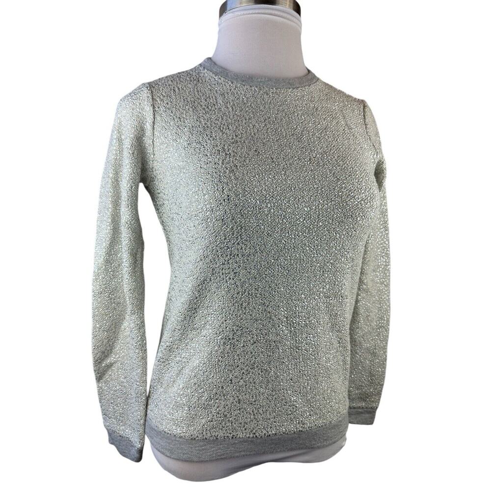 NWT Anthropologie x Dolan Left Coast Shine Sweater Silver Textured Pullover XS - Picture 4 of 16